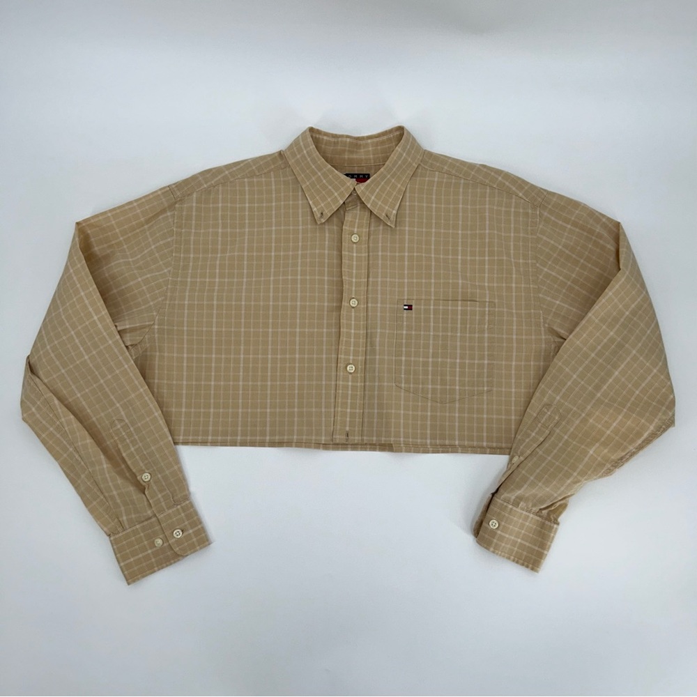 Tommy Hilfiger Cropped Oversized Shirt Golden Yellow One Size Patch Pocket